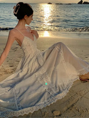 LIZAKOSHT - Real Photos Of Sanya Beach Backless Super Fairy Holiday Dress Senior Sense Long Skirt Gauze Female