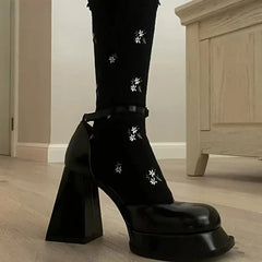 LIZAKOSHT  -  Designer Platform High Heels Party Club Women Shoes Shoes Fashion Shallow Spring Autumn Square Heels Dress Shoes