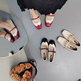 LIZAKOSHT  -  Patchwork Mixed Color Vintage Design Mary Janes Women Comfort Square Toe Low heel Shoes Simple Buckle Ballet Shoes for ladies