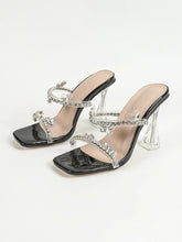 LIZAKOSHT  -  Fashion Rhinestone Slippers For Women's 2025 Summer New Crystal Thick Heel Transparent Sandals Full Diamond Shoulder Bag Set