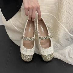 LIZAKOSHT - Slip On Cozy Women Shoes Fashion Butterfly Knot Flats Tweed Leisure Zapatos Mujer Spring Autumn New Brand Design Sapato Feminino