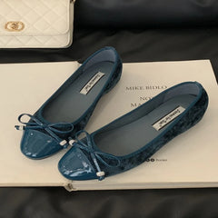 LIZAKOSHT - Comfortable Round Toe Women Flats Sweet Bow Designer Women Brand Shoes Elegant Lace Shallow Women Ballet Shoes Zapatos Muje