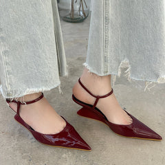 LIZAKOSHT - Fashion Wedges Shoes For Women Pointed Toe Female Footwear New 2025 Casual Ladies High Heels Sandals Slingbacks Heel Pumps