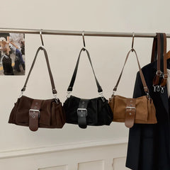 LIZAKOSHT - Faux Suede Women Axillary bags fashion ruched ladies Shoulder messenger Bag female handbag small Underarm Bag bolsa feminina