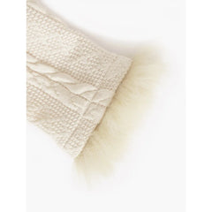 LIZAKOSHT - Women Warm Winter Knitwear Cable Knit Plaid Faux Fur Panel Hooded Coat Horn Button Long Knitted Sweater