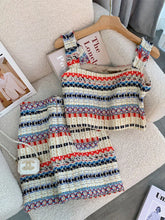 Lizakosht Summer Elegant Sexy Tweed Stripe 2 Piece Set Women Short Vest Crop Top + A-line Skirt Vintage Two Piece Skirt Set Outfits