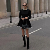LIZAKOSHT  -  New Autumn Fashion French Streetwear Sexy A-LINE Dress Women Lace Slim Black Dress Female Clubwear Elegant Party Mini Dresses