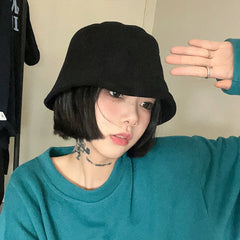 LIZAKOSHT Japanese Plain Basin Hats Women Early Autumn Solid Color Literary and Artistic Men's Caps Versatile Corduroy Retro Bucket Hat