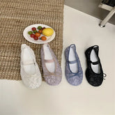 LIZAKOSHT  -  Summer Mesh Lace Women Flat Shoes Fashion Round Toe Ladies Elegant Street Style Ballerina Shoes Comfort Soft Single Shoes