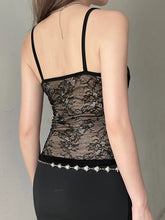 LIZAKOSHT - Cute Vintage Floral Print Lace Camis y2k Aesthetic Slash Neck Sleeveless Strap Crop Tops Women Casual Summer Tees Kawaii