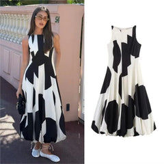 LIZAKOSHT  -  Elegant Chic Long Dress Women 2025 New Summer Fashion Sexy Sleeveless Round Neck Vest Midi Dresses Office Lady Casual Vestidos
