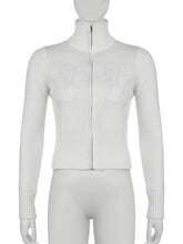 LIZAKOSHT - Casual Solid Zipper Knitted Cardigans Autumn Winter Sweaters Basic Slim Turtleneck Long Sleeve Coats Women Streetwear