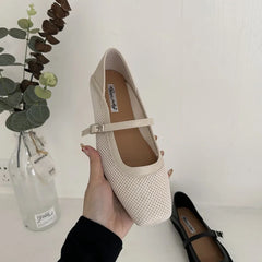 LIZAKOSHT - New Brand Women Flats Fashion Square Toe Shallow Mary Jane Shoes Soft Casual Ballet Shoes Slingback Shoes New Woman Shoes
