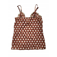 LIZAKOSHT - Womens Y2k Stay Cool and Stylish with Our Light Brown Polka Dot Lace Tank Tops Perfect for Summer Camis