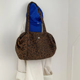 LIZAKOSHT - Wild Leopard Print Nylon Shoulder Bag Large Capacity Multipocket Tote Bag Trendy Women Casual Purse Guangzhou High Quality Bag