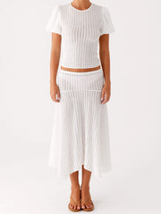 LIZAKOSHT - Casual Summer Ensemble Vibrant Crop Tops and Flowy Skirts for Trendy Street Style Fashionistas