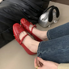 LIZAKOSHT  -  Women Flats Shoes Fashion Bow Knot Shallow Ballet Ladies Shoes Spring Footwear Casual Mary Jane Gold Sliver Red Ballerina Mujer