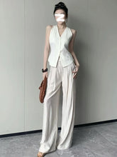 LIZAKOSHT - Women's V-Neck Single Breasted Sleeveless Vest New Fashion Summer Linen-Blend Waistcoat For Women Casual Chic Ladies Vest Tops