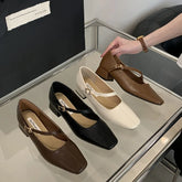 LIZAKOSHT - Square Toe Ballet Shoes Fashion Luxury Dress Flats Heel Mary Jane Shoes Women Loafers Casual Sneaker Female Ballerina Mujer