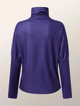 LIZAKOSHT - Female High Neck Tops New Stylish Flower Printed Elegant Purple Spring Autumn Long Sleeve Korean Casual T-Shirts