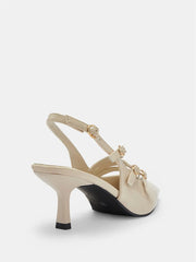 LIZAKOSHT - Elegant Beige Kitten Heels Slingback Pumps Classic Pointy Toe Buckle Straps Office Lady Shoes Women