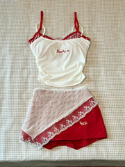 LIZAKOSHT - Summer Sexy Slim Sling Sleeveless Set Dress Women Korean Fashion Skinny Plaid Thin Tops Female + Aesthetic Y2k Solid Dresses New