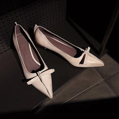 LIZAKOSHT - Fashion Pumps New High Quality Genuine Leather Shoes Bow Pointed Shallow Mouth High Heels Commuter Women's Shoes