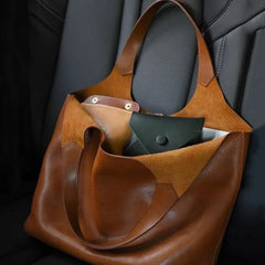 LIZAKOSHT - Brown Soft Leather Large Capacity Tote Bag Women's New Luxury Matte High-End Feeling Lady Handbag and Purse Bolsa Feminina