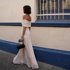 LIZAKOSHT - Women's Summer New One-Shoulder Elegant and Sexy Slim-Fit Pleated Bustier Dress