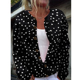 LIZAKOSHT - New Women's Milled Pit Stripe 3D Print Solid Colour Button Long Sleeve Ladies Casual Extensions Cardigan Jacket Coat