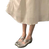 LIZAKOSHT - Hot Selling Women Flats Bow Marie Janes Shoes New Dress Square Toe Shoes Designer Walking Sandals Female Elegant Zapatos