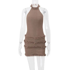 LIZAKOSHT - Retro Sequin Slim Backless Mini Dress Y2K Vintage Women Sleeveless Sexy Dresses Elegant Party Club Summer New Vestidos