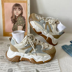 LIZAKOSHT - Women Platform Sneakers Buffalo Shoes Korean Fashion Spring Summer 2024 Casual Tennis Female Vintage Footwear Harajuku