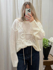LIZAKOSHT  -  Fashion Casual Women's Knitted Pullovers Long Sleeve O-neck Loose Sweater Top Autumn Winter New Knitwear
