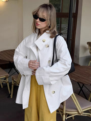 LIZAKOSHT  -  Vintage Trench Coats for Women 2025 Autumn Turn-down Collar Single Breasted Outerwears Streetwear Ladies Windbreaker Tops