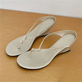 LIZAKOSHT - Designer Buckle Clip Toe Women Slippers Fashion Wedges High Heels Sandals Summer Flip Flops Female Shoes
