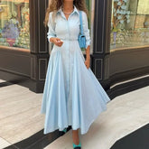 LIZAKOSHT  -  Solid Women's Two Piece Suit Turn-down Collar Full Sleeve Short Top A-line Hip Package Long Skirt 2025 Autumn Lady Causal Outfit