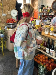 LIZAKOSHT - Women's Winter Jacket Printed Patchwork Warm Cotton Coat Female Pockets Single-breasted Jackets 2024 Autumn Ladies Streetwears