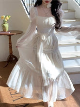 LIZAKOSHT  -  Summer Chiffon Midi Dress Women Lace Y2K Lolita Fairycore Puff Sleeve High Waist French Vintage Evening Party Dresses Prom Robe