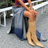 LIZAKOSHT - Y2K Streetwear Denim Skirt High Waist Split Side Long Jean Skirts A Line Casual Skirts For Women Style Fashion 2023 Clothes