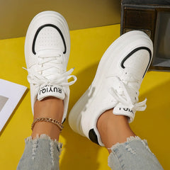 LIZAKOSHT - Korean Style Men's Casual White Shoes Lace-up Flats Oxfords Shoe Original Leather Platform Sneakers Youth Street Footwear