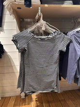 LIZAKOSHT - Navy Striped Slash Neck Slim T-Shirt Women New Raw Hem Short Sleeve Cotton Tees Summer Y2k Streetwear Vintage Tshirt Y2k Tops