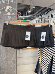 LIZAKOSHT - Coffee Striped Mini Pleated Skirts Women Spring Low Waist A-line Cotton Short Faldas Female Vintage Preppy Style Skirt New