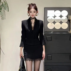 LIZAKOSHT  -  Office Siren Style Suit Women's Spring Tailored coat High Waist Hip Wrap Skirt Two-piece Set Fashion Female Clothes