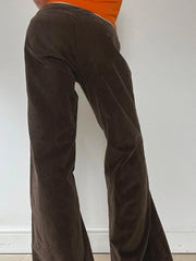 LIZAKOSHT - Vintage Solid Corduroy Flare Pants Streetwear Low Waist Straight Casual Baggy Trousers Autumn Winter Women Y2k Clothes