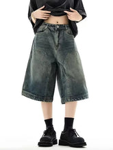 LIZAKOSHT - Harajuku Vintage High Waist Shorts Women 2000s Fashion Denim Casual Loose Fit Shorts Y2K Punk Streetwear Style Baggy Shorts