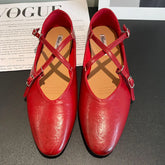 LIZAKOSHT - Autumn Women Flat Shoes Fashion Round Toe Slip On Ladies Eelgant Mary Jane Shoes Soft Flat Heel Outdoor Dress Boat Shoes New