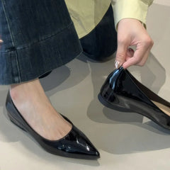 LIZAKOSHT - Autumn Women Pointed Toe Women Boat Shoes Fashion Low Wedge Heel Ladies Elegant Ballerinas Shoes Dress Pumps New Shoes Woman New