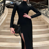 LIZAKOSHT - Spring Summer Women New Slim Maxi Dress, Backless Loungewear Long Sleeve Party Dress, O-Neck Zipper Fashion Ladies Dress Vestido