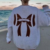 LIZAKOSHT - Letters Football Print Hoodie Pullover Autumn Long Sleeve Crew Neck Baggy Tops Women Casual Sweatshirt Sporty Aesthetic Clothes